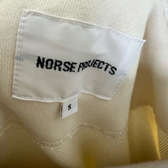Norse Projects Jorn Quarter Zip Pullover Small Mens Cream Relaxed Casual Preppy - Picture 5 of 9